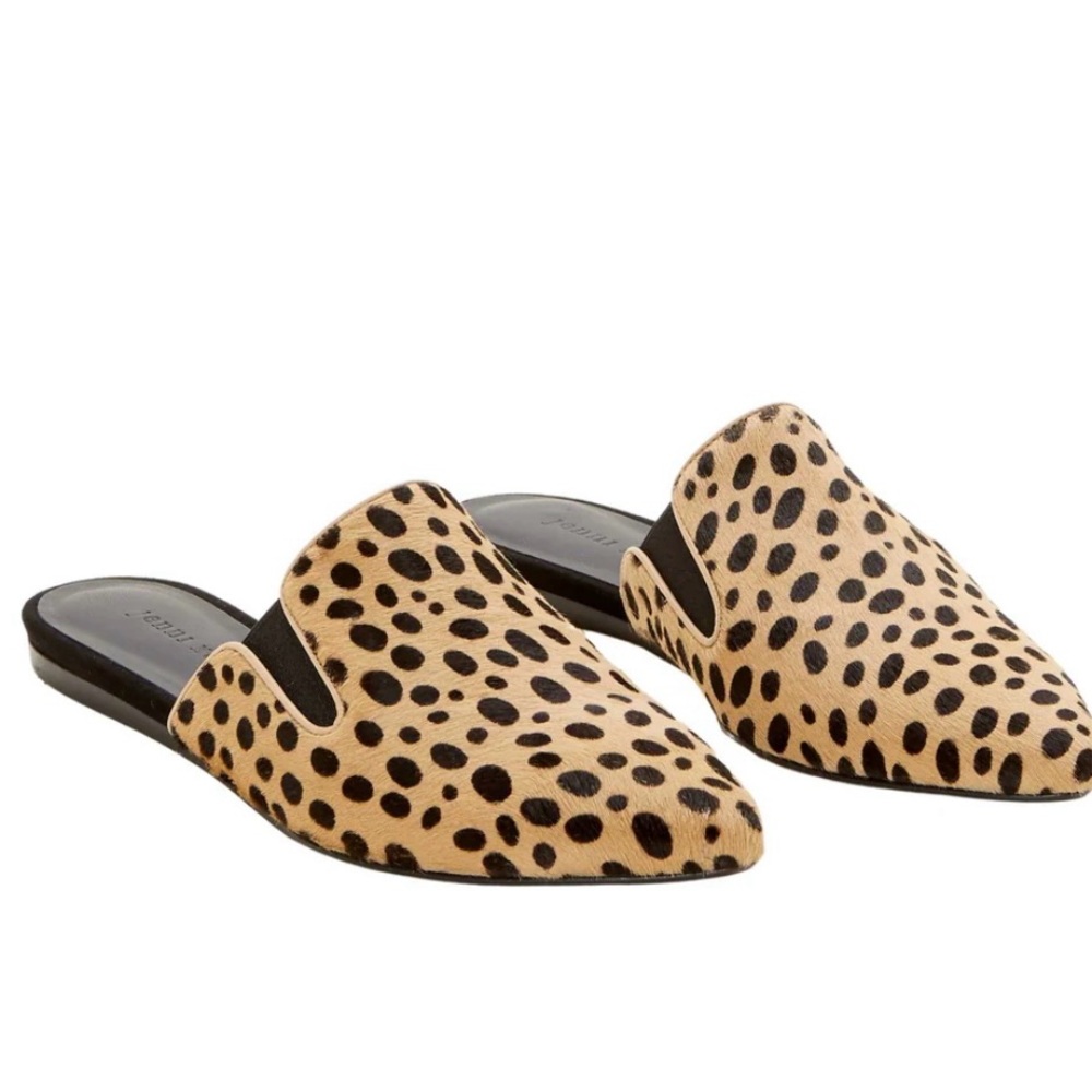 Jenni Kayne Tan and Black Pony Hair Cheetah Mules